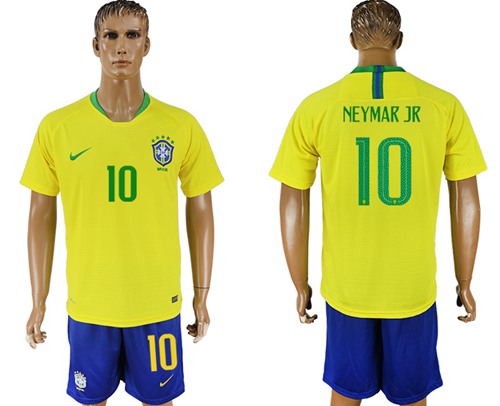 Brazil #10 Neymar Jr Home Soccer Country Jersey - Click Image to Close